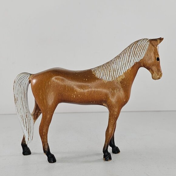 Grand Wood Golden Blaze Horse Wood Carved Figurine - Picture 2 of 8